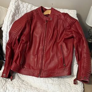Moto Girl Valerie Red Leather Jacket 5XL (size 20-22 ish)